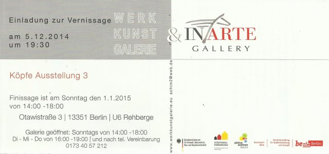 Einladung Werkkunstgalerie Köpfe Ausstellung